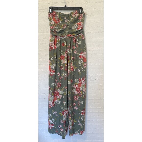BOG Collective Women’s Strapless Floral Jumpsuit Wide Leg Pockets Size 6 - Picture 1 of 5